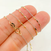 14K Solid Gold Satellite Bar Chain